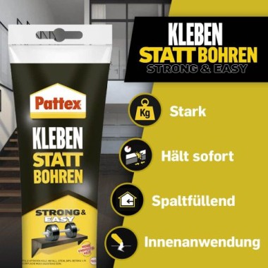 Preview: Pattex Montagekleber Kleben statt Bohren, starker Kraftkleber, 250g, 2713228