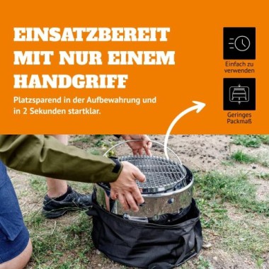 Petromax Atago Grill, Tischgrill für den Einsatz beim Camping, Edelstahl, atago