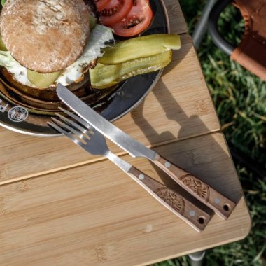 Petromax Campingbesteck - Messer, Gabel, Esslöffel, Teelöffel und Snack-Gabel - 5-teiliges Camping-Besteckset, cutlery1