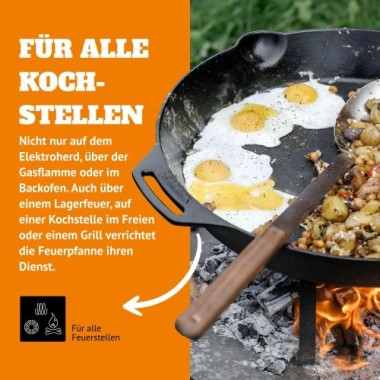 Petromax Feuerpfanne mit Henkeln, aus Gusseisen für alle Herdarten, DM 25 cm, fp25h-t