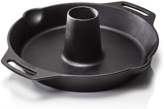 Petromax Geflügelbräter aus Gusseisen, 2 in 1, Vertiefung in der Mitte, vorbehandelt für sofortigen Einsatz, Durchmesser 25 cm x 10 cm cf30