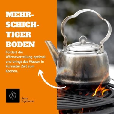 Petromax Teekessel 3 Liter, für verschiedene Herdarten und offenes Feuer, Edelstahl, tk2
