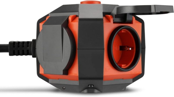REV 0015490412 PowerGlobe, Steckdosenwürfel, 3680W, Schalter, 1,4m, IP44, orange 0015490412