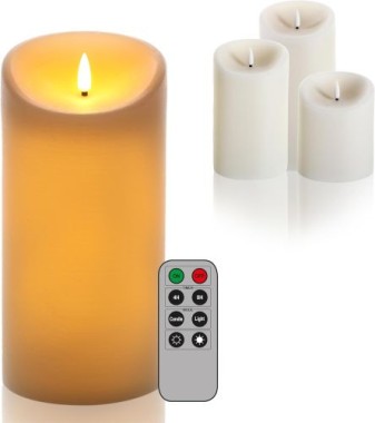 Schlaraffenland Elephant LED Outdoor Kerze, 10x20 cm, Creme Echtwachs, 10730