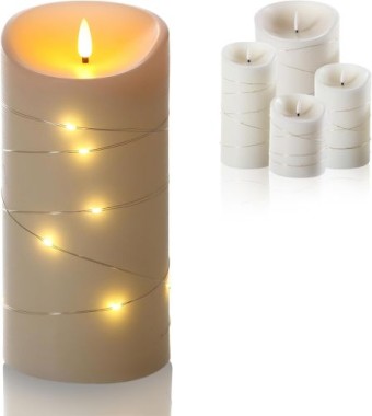 Schlaraffenland Elephant LED Outdoor Kerze CORRO,10 x 20 cm, creme/Echtwachs, 11207