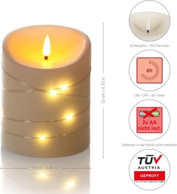 Schlaraffenland Elephant LED Outdoor Kerze CORRO, 10x12 cm, creme/Echtwachs, 11205