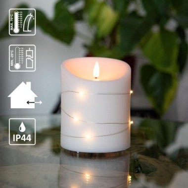 Schlaraffenland Elephant LED Outdoor Kerze CORRO, 10x12 cm, creme/Echtwachs, 11205