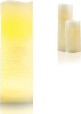 Schlaraffenland LED Kerze MEDIA groß, 10x30 cm, Echtwachs, Creme, 5369