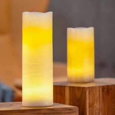 Schlaraffenland LED Kerze MEDIA groß, 10x30 cm, Echtwachs, Creme, 5369