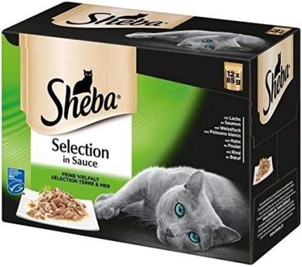 Sheba Nassfutter Selection in Sauce, 12 Portionsbeutel (12 x 85g), 363227