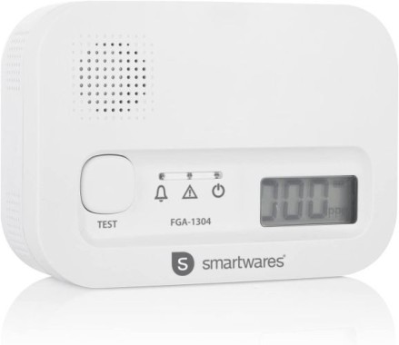 Smartwares FGA-13041 Kohlenmonoxid-Melder, 10 Jahre Sensor, mit Display und Testknopf FGA-13041