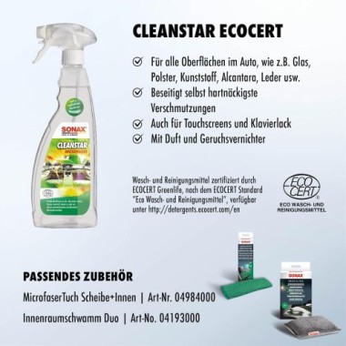 SONAX CleanStar Ecocert Autoinnenreiniger, 750 ml, 02534000