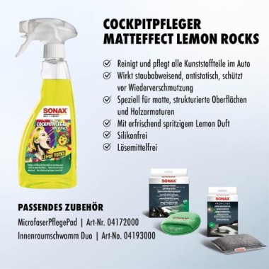 SONAX CockpitPfleger Matteffect Lemon Rocks, 500 ml, 03432410