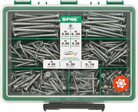 SPAX Sortiment klein, Schrauben-Set mit 7 Abmessungen, 245 Stück, Senkkopf, T-STAR plus, WIROX, 4000001991159