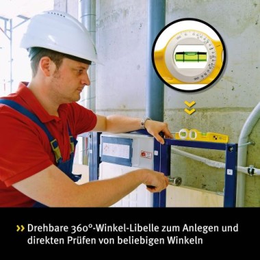 STABILA Magnet-Wasserwaage 25 cm, Torpedo-Wasserwaage Typ 81 SV REM W360, 16670