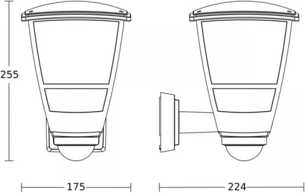 Steinel Semsor Außenwandleuchte L 10 S, Schwarz, 180° Bewegungsmelder, 084769