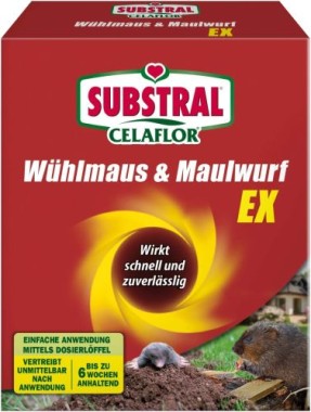Substral Celaflor Wühlmaus & Maulwurf Ex, vertreibt Wühlmäuse und Maulwürfe mit Sofortwirkung, ohne Gift, 150g, 7345