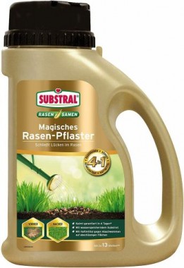 Substral Magisches Rasen-Pflaster, 3in1 Rasenreparatur Rasensamen + Premium Keimsubstrat + Dünger, 1 kg 87641