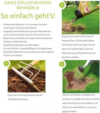 Substral Magisches Rasen-Pflaster, 3in1 Rasenreparatur Rasensamen + Premium Keimsubstrat + Dünger, 3.6 kg 87661