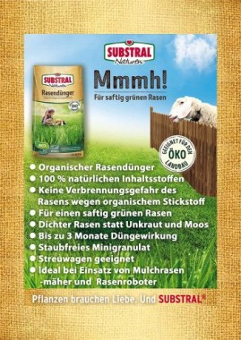 Substral Naturen Bio Rasendünger, organischer Volldünger, 3 Monate Langzeitwirkung, bis 250 m², 10 kg 8856