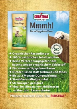 Substral Naturen Bio Rasendünger, organischer Volldünger, 3 Monate Langzeitwirkung, bis 500 m², 20 kg 8860