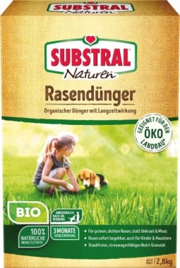 Substral Naturen Bio Rasendünger organischer Volldünger, 3 Monate Langzeitwirkung, bis zu 80 m², 2,8kg 8855