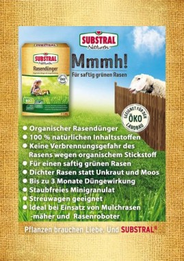 Substral Naturen Bio Rasendünger organischer Volldünger, 3 Monate Langzeitwirkung, bis zu 80 m², 2,8kg 8855