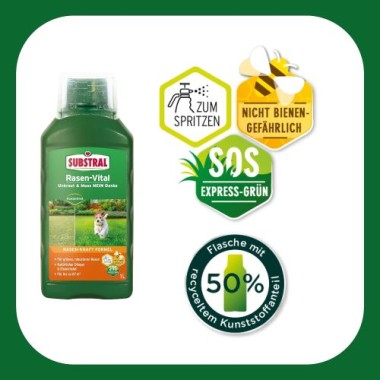 Substral Rasen-Vital, SOS Sofort-Hilfe für schnelles Grün auf Rasenflächen, 1Liter, 67100