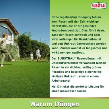 Substral Rasendünger mit Unkrautvernichter, 100 Tage Langzeitwirkung, 450 m², 9 kg, 8344, Pfl.Reg.Nr. 2786-0