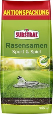 Substral Rasensamen Sport und Spiel, strapazierfähige Rasensaat-Mischung, 10kg, 500m², 86251