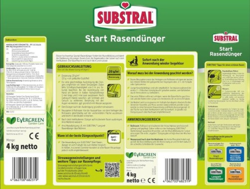 Substral Start Rasendünger für Neuanlagen & Regeneration, 4kg, 82310