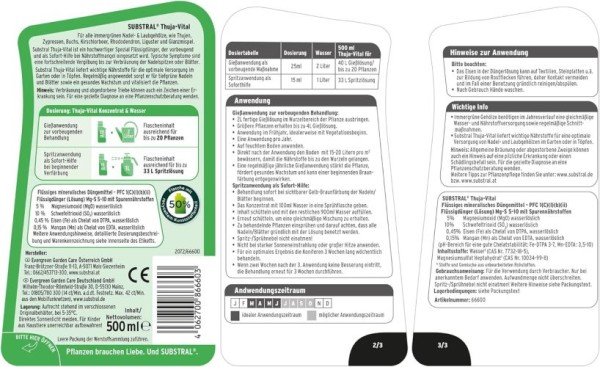 Preview: Substral Thuja-Vital, Spezial-Dünger zum Spritzen und Gießen für Thujen, Zypressen, Buchs, Kirschlorbeer, 500 ml, 66600