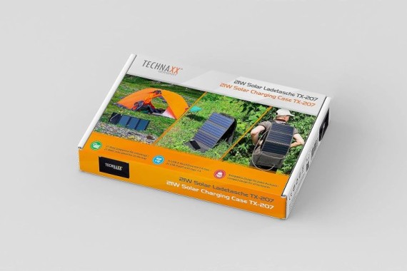Technaxx 21W Solar Ladetasche mit USB Anschluss für das Handy, Powerbank und mehr, TX-207 5016
