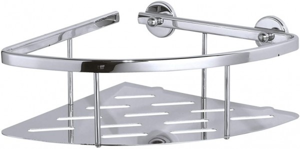 tesa ALUXX Eckablage für die Dusche, Aluminium, verchromt, rostfrei, inkl. Klebelösung, tiefer Boden 40203-00000-00