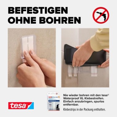 tesa LAVAA Eck-Duschkorb, mattschwarz, elegant, praktisch, platzsparend, 40518-00000-00