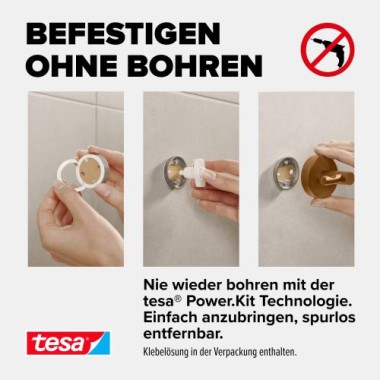 tesa MOON Bronze Bademantelhaken, selbstklebend, Metall PVD beschichtet, 40604-00000-00