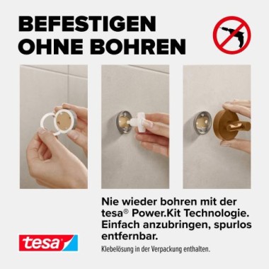 tesa MOON Bronze Toilettenpapierhalter, selbstklebend, Metall PVD-beschichtet, 40600-00000-00