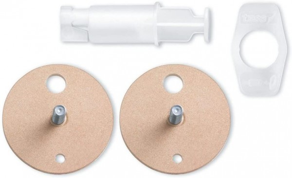 tesa Power.Kit-Adapter BK43-2, selbstklebendes Ersatzteil-Set, Metallplatte, Durchmesser 34mm, Höhe 16mm, Bolzenlänge 12mm 40349-00000-00