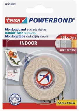 tesa Powerbond INDOOR - Doppelseitiges Montageband für den Innenbereich 55740-00001-02