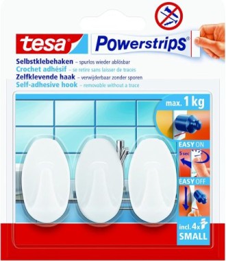 tesa Powerstrips Haken Small OVAL - 3 Stück, 57533-00016-20