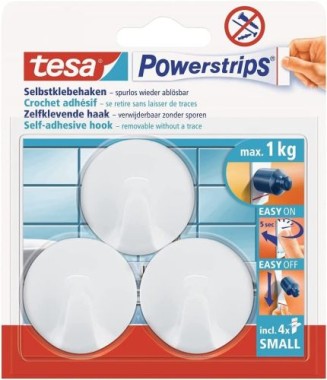 tesa Powerstrips Haken Small RUND weiß 57577-00000-20