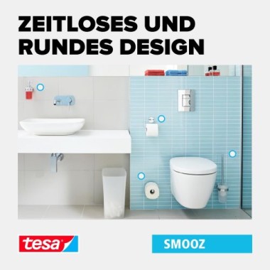 tesa SMOOZ Handtuchhaken, verchromter Edelstahl, inkl. Klebelösung, 40630-00000-00