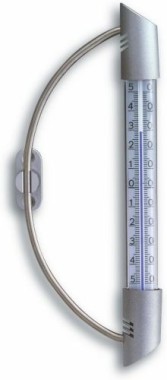TFA Dostmann Analoges Fensterthermometer mit Edelstahlhalter ORBIS, siber, 14.6015