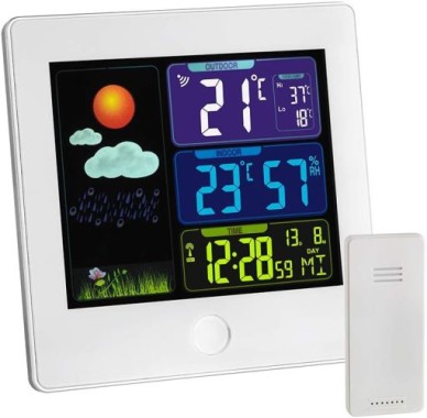 TFA Dostmann Funk-Wetterstation mit Farbdisplay SUN, Weiß, 35.1133.02