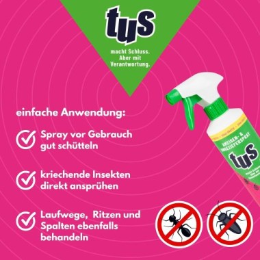 TUS Ameisen- und Ungezieferspray, 400 ml, zur Bekämpfung von Ameisen und Ungeziefer, 36074, Reg.-Nr.: N-102192