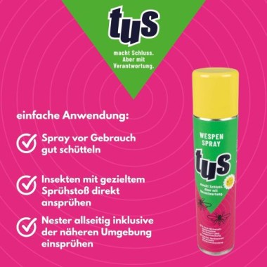 TUS Wespenspray, 300 ml, Spray gegen Wespen und Wespennester, 36075, Reg.-Nr. N-111861