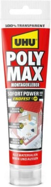 UHU POLY MAX Montagekleber 10 SEK SOFORT 115g Transparent, 47260