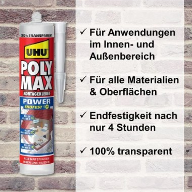 UHU POLY MAX Montagekleber 300g Transparent, 47855