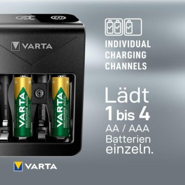 VARTA Ladegerät LCD Plug Charger+ inkl. 4X AA Akkus, 57687101441