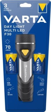 VARTA Taschenlampe Day Light Multi LED F30, inkl. 2x D Batterien, 17612101421